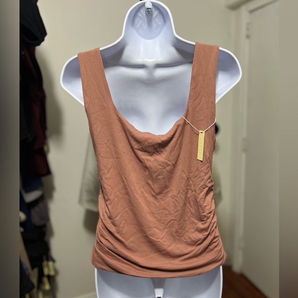 OGL Eco-SkinKiss® Ruched Sides Square Brami Tank Top-Hip Length - Picture 3 of 4